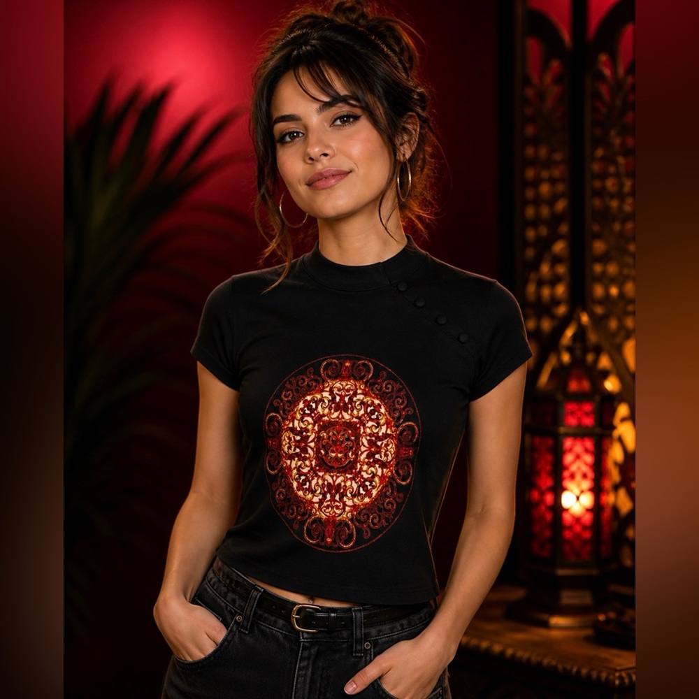 Jones Wear Black Tee with Red Graphic